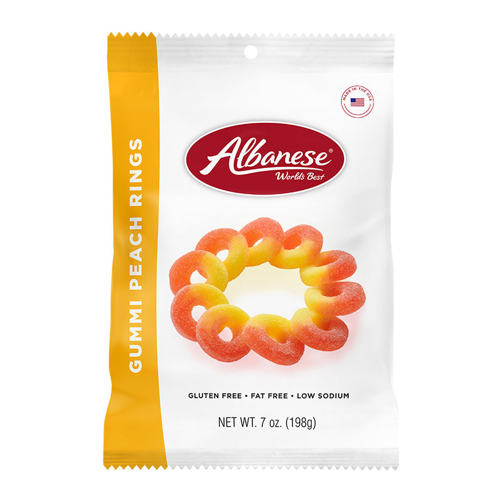 Albanese - Peach Rings Gummi Peg Bag (7oz)