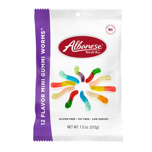 Albanese - Mini Worms Gummi 12 Flavor Peg Bag (7.5oz)