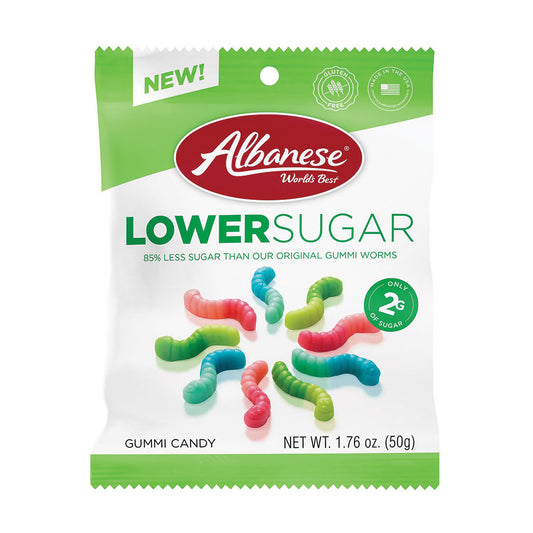 Albanese - Low-Sugar Mini Worms Peg Bag (1.76oz)