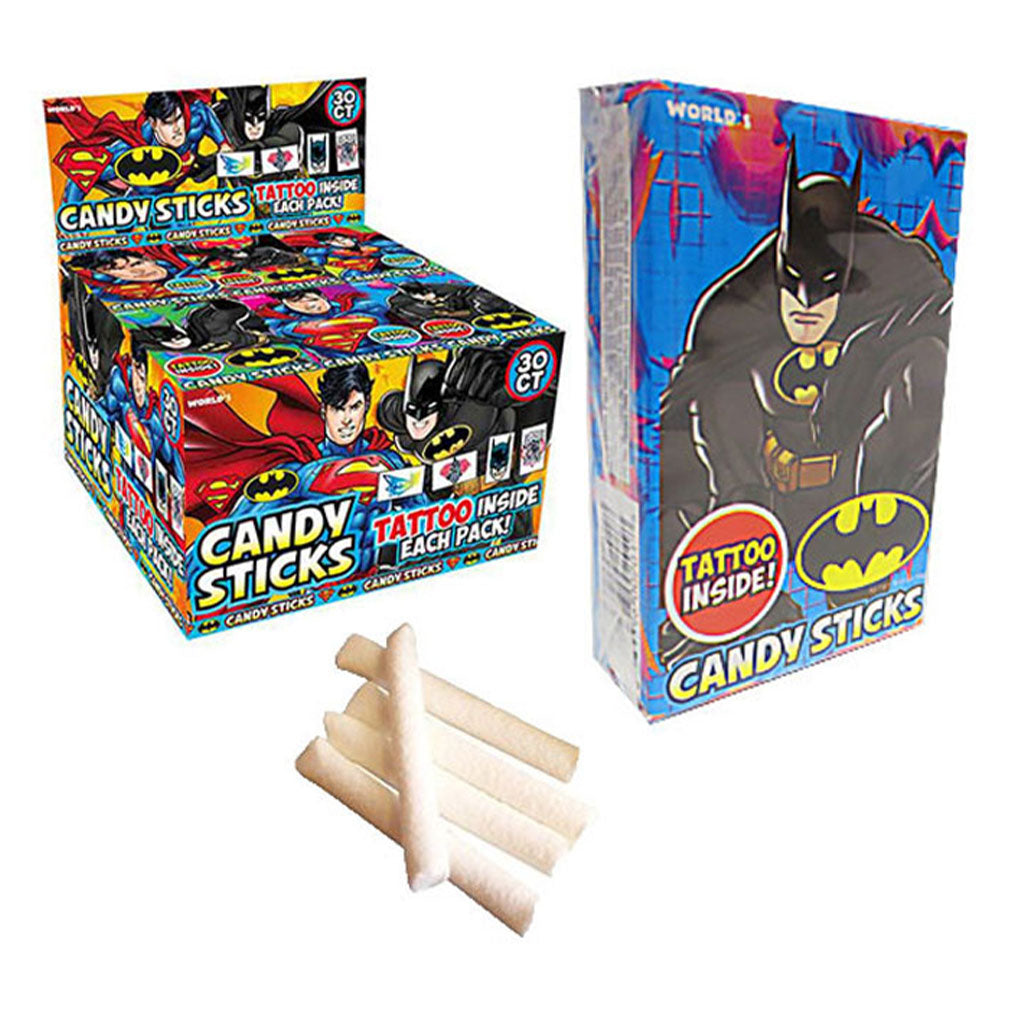 Candy Sticks w/ Tattoo - DC Comic Batman/Superman (0.53oz)