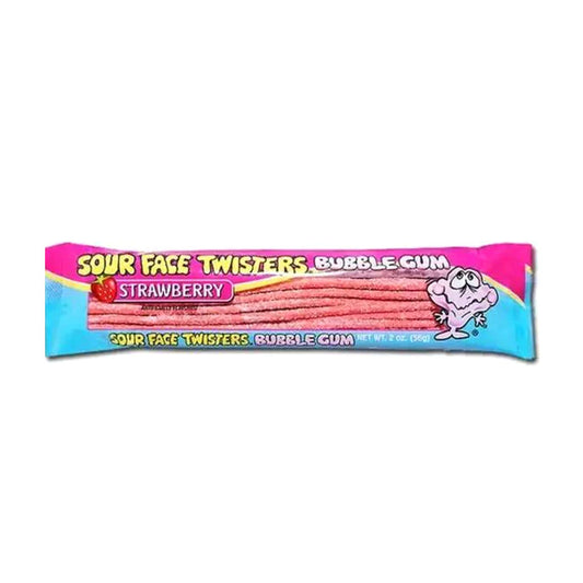 Face Twisters - Strawberry Sour Bubble Gum Straws (2oz)