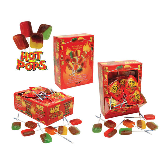 Hot Chili Pops - Lollipops Mini Powerwing Display (0.77oz)