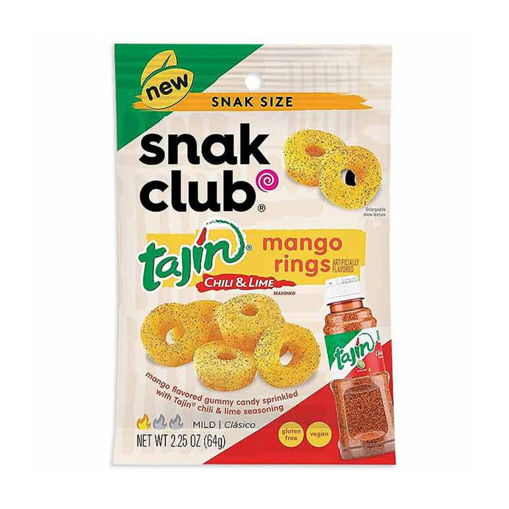 Snak Club - Tajin Chili & Lime Mango Rings Peg Bag Vegan (2.25oz)