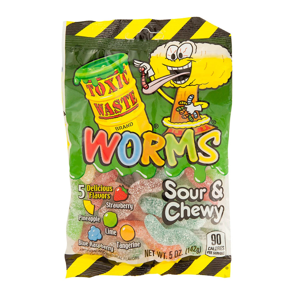 Toxic Waste - Sour & Chewy Worms Peg Bag (5oz)