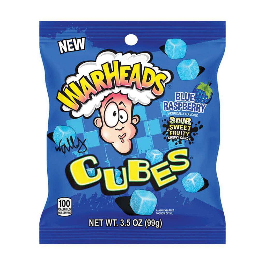 Warheads - Blue Raspberry Cubes Peg Bag (3.5oz)